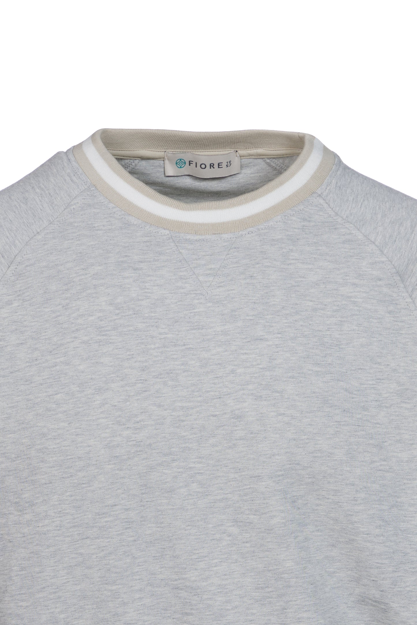 T-shirt felpa in cotone con elastico a contrasto grigio