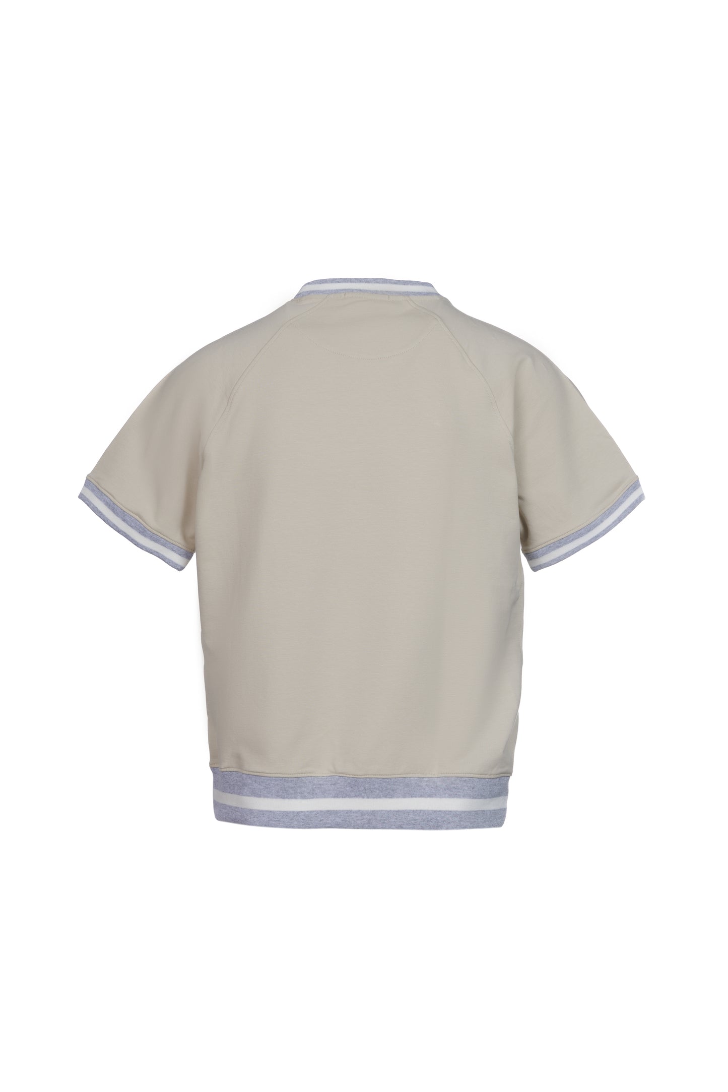 T-shirt felpa in cotone con elastico a contrasto sabbia