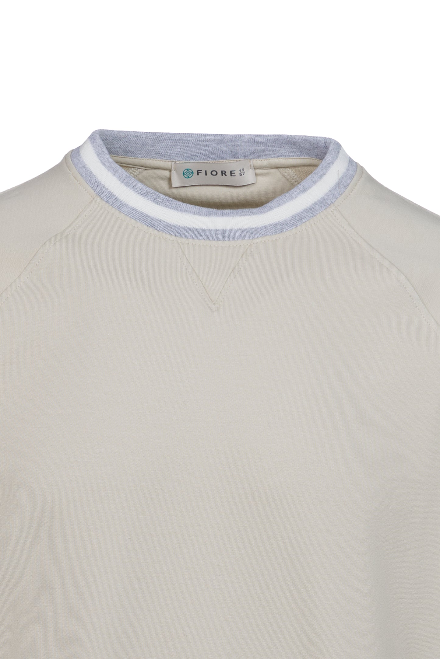 T-shirt felpa in cotone con elastico a contrasto sabbia