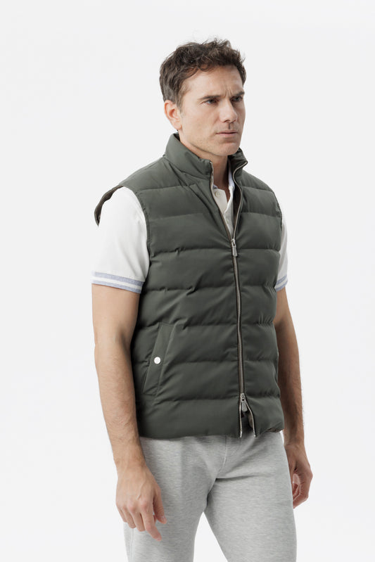 Gilet Trapuntato con Imbottitura Cashpad verde militare