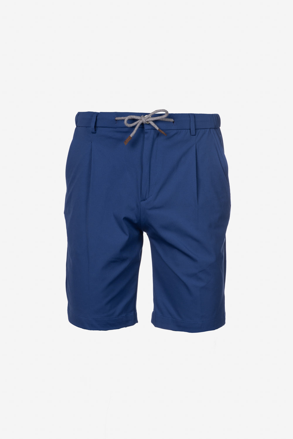 Bermuda con pence e coulisse bluette