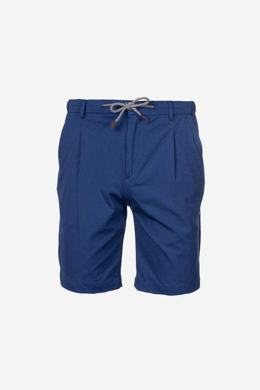 Bermuda con pence e coulisse bluette