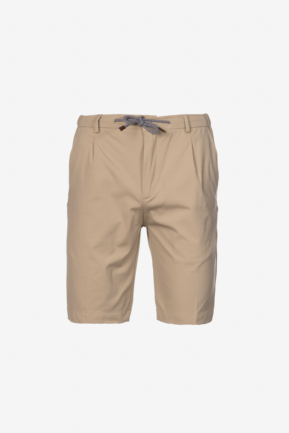 Bermuda con pence e coulisse beige