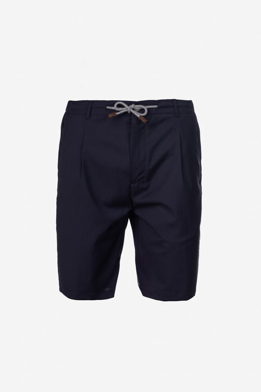 Bermuda in lana vergine blu