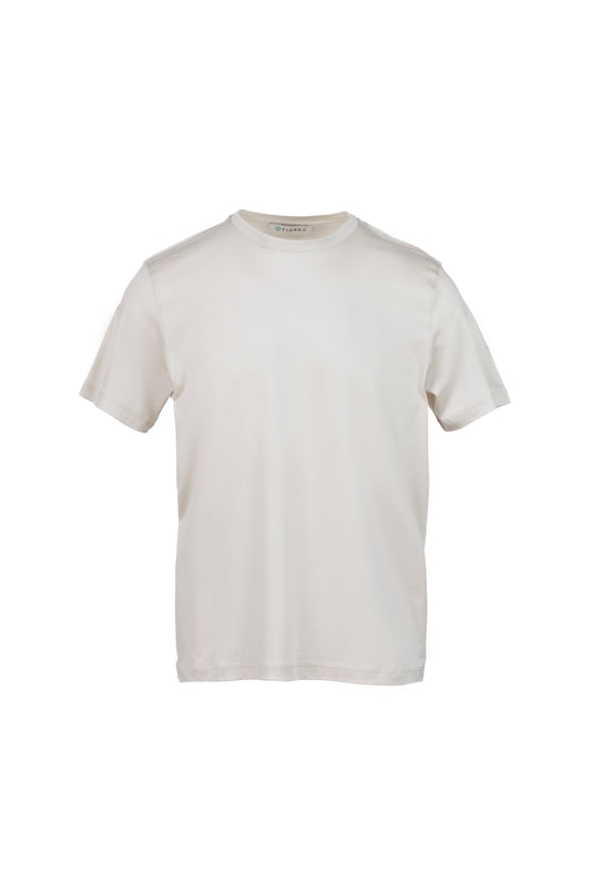 T-shirt in cotone pima collo alto beige