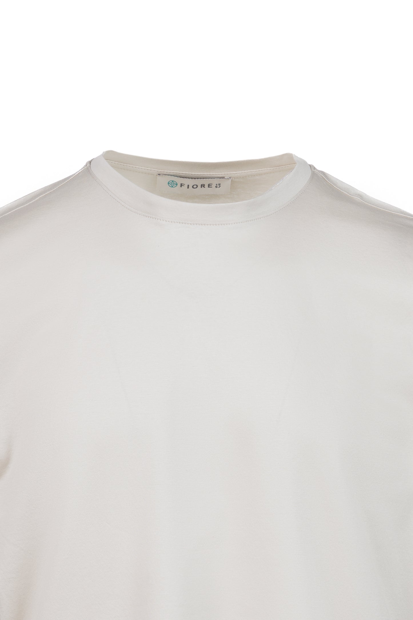T-shirt in cotone pima collo alto beige