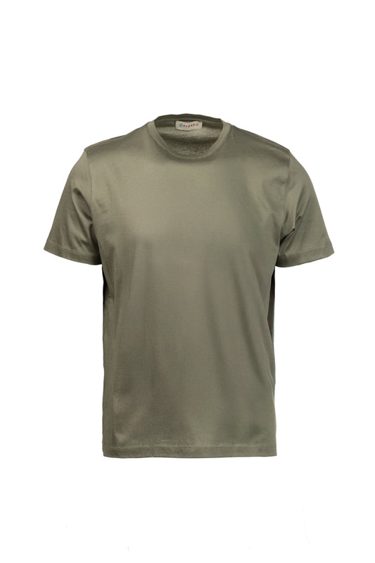 T-shirt in cotone pima collo alto militare