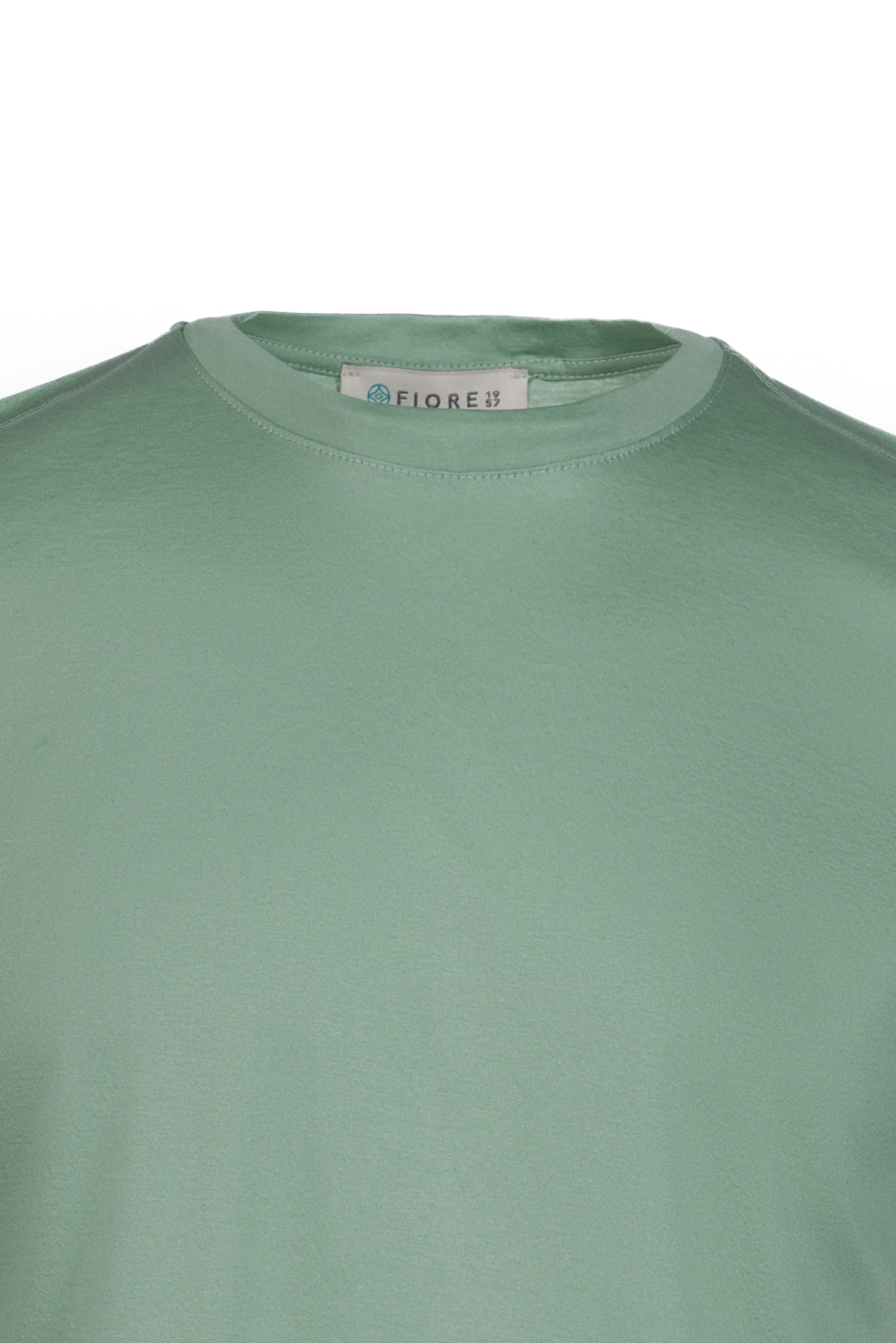 T-shirt in cotone pima collo alto salvia