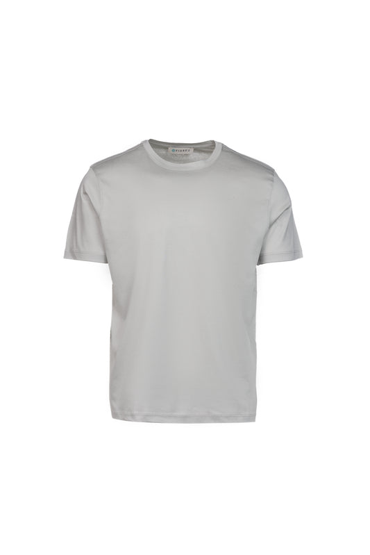T-shirt in cotone pima collo alto grigio chiaro
