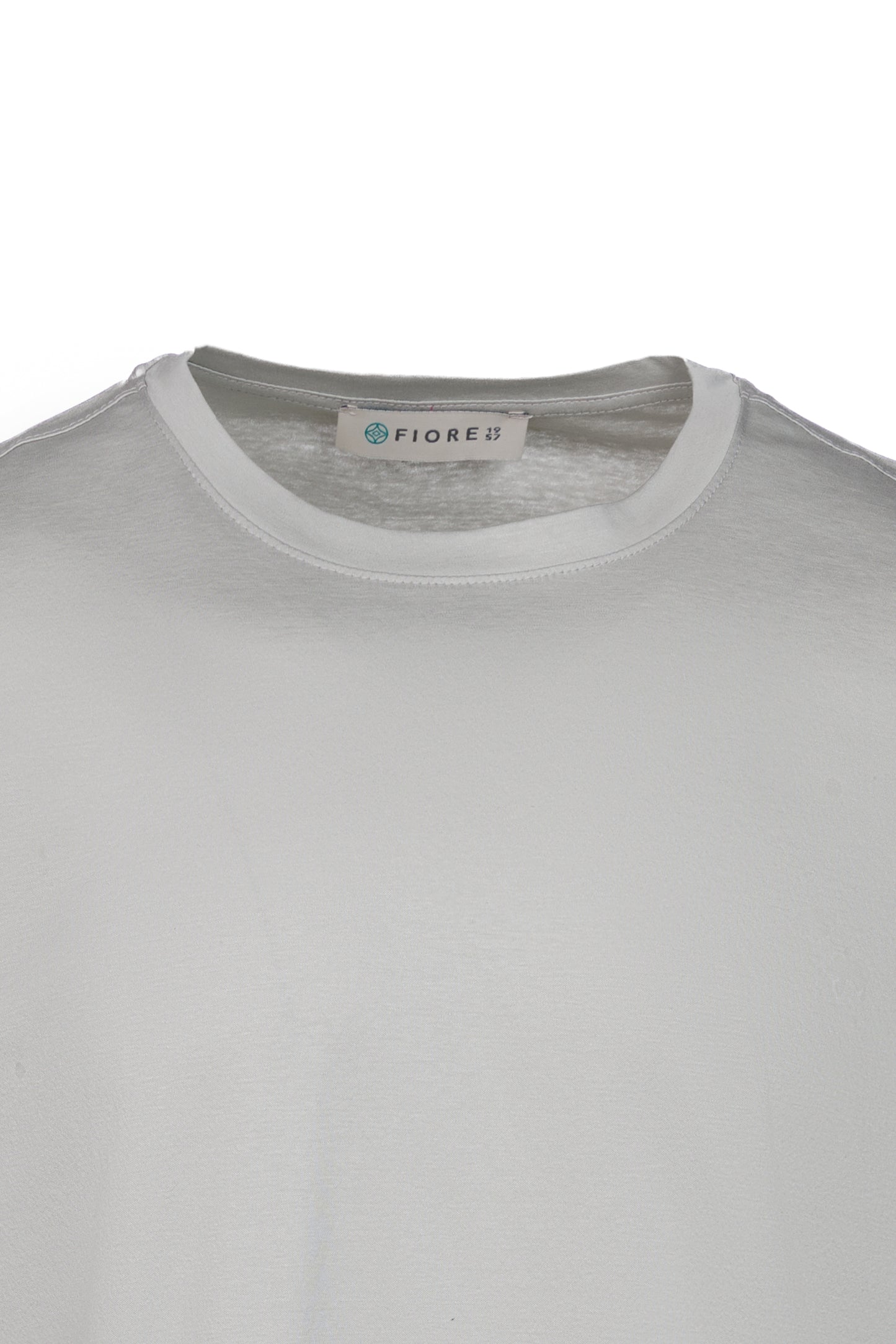 T-shirt in cotone pima collo alto grigio chiaro