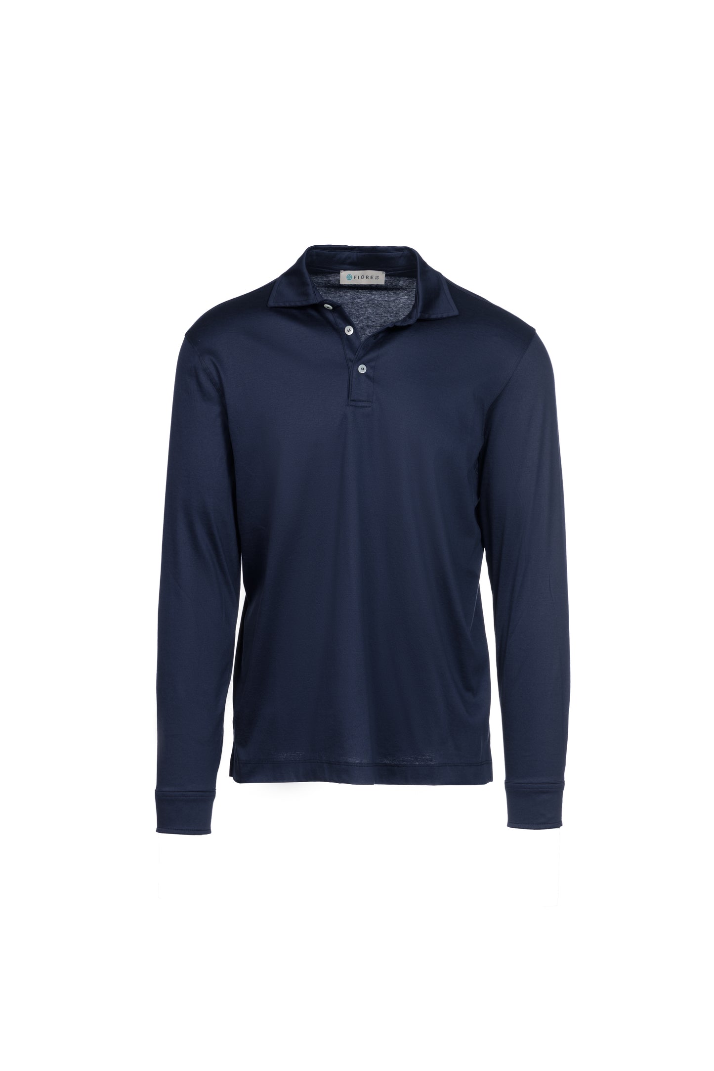 Polo manica lunga in cotone pima blu