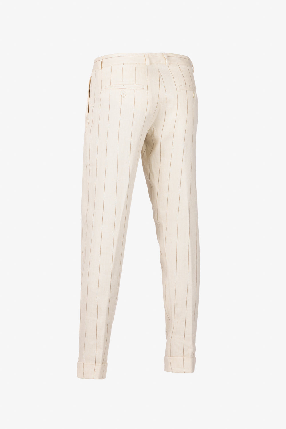 Pantalone Milano in lino e cotone gessato beige