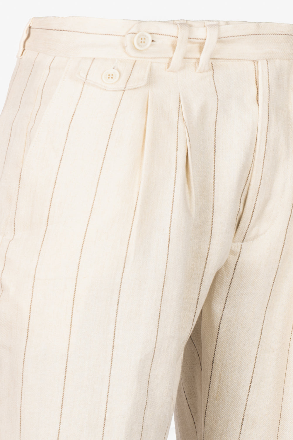 Pantalone Milano in lino e cotone gessato beige