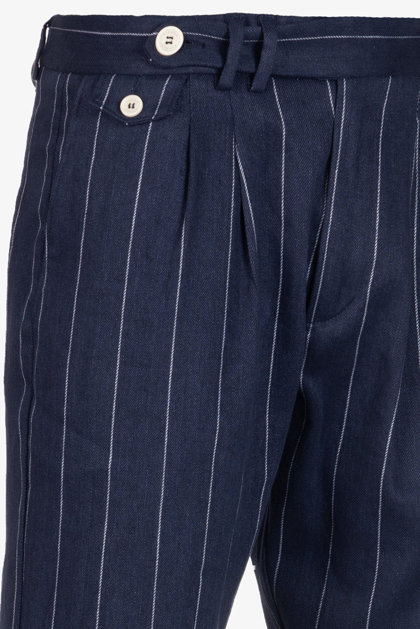 Pantalone  Milano in lino e cotone gessato blu