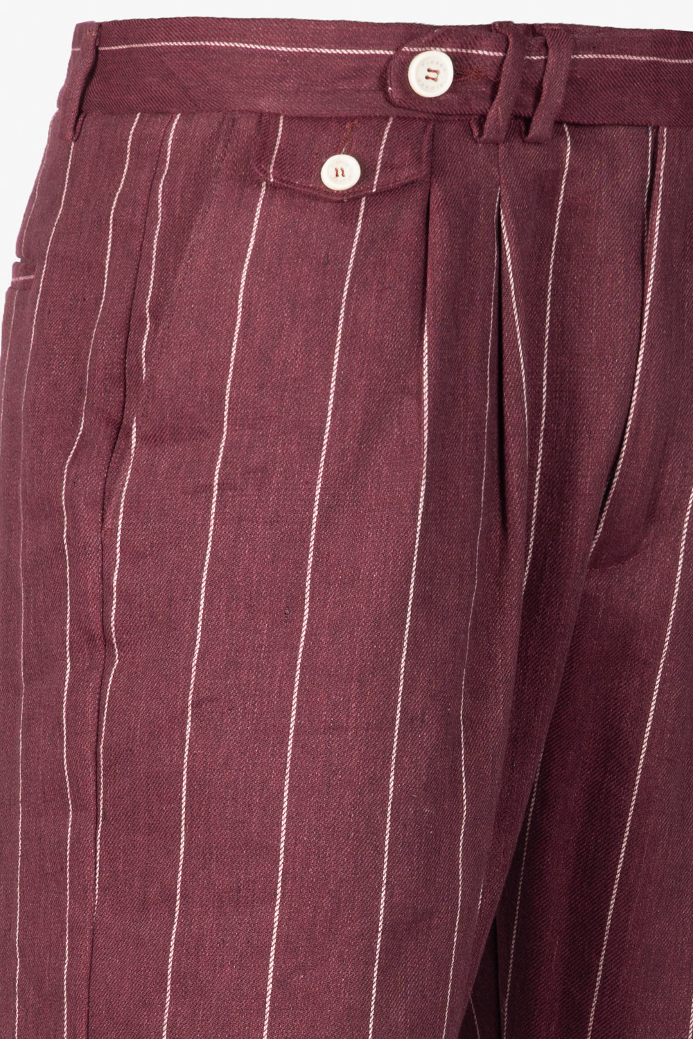 Pantalone Milano in lino e cotone gessato bordeaux