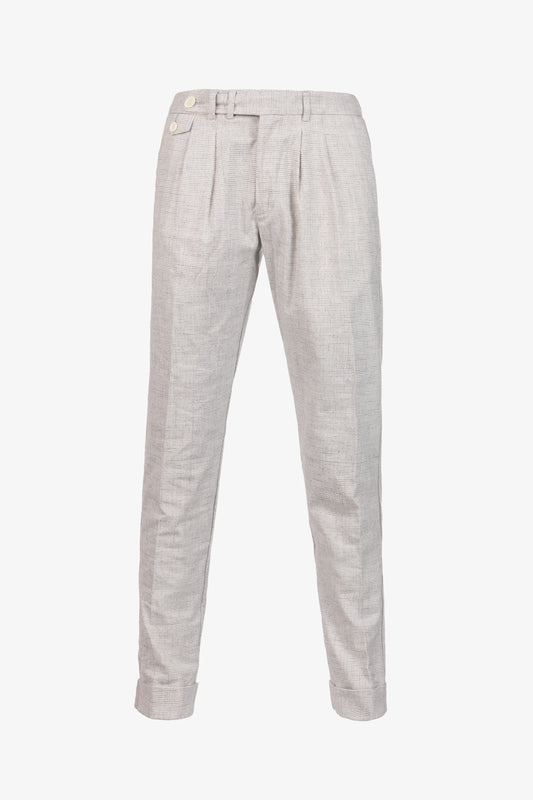 Pantalone Milano in cotone pied de poule grigio chiaro