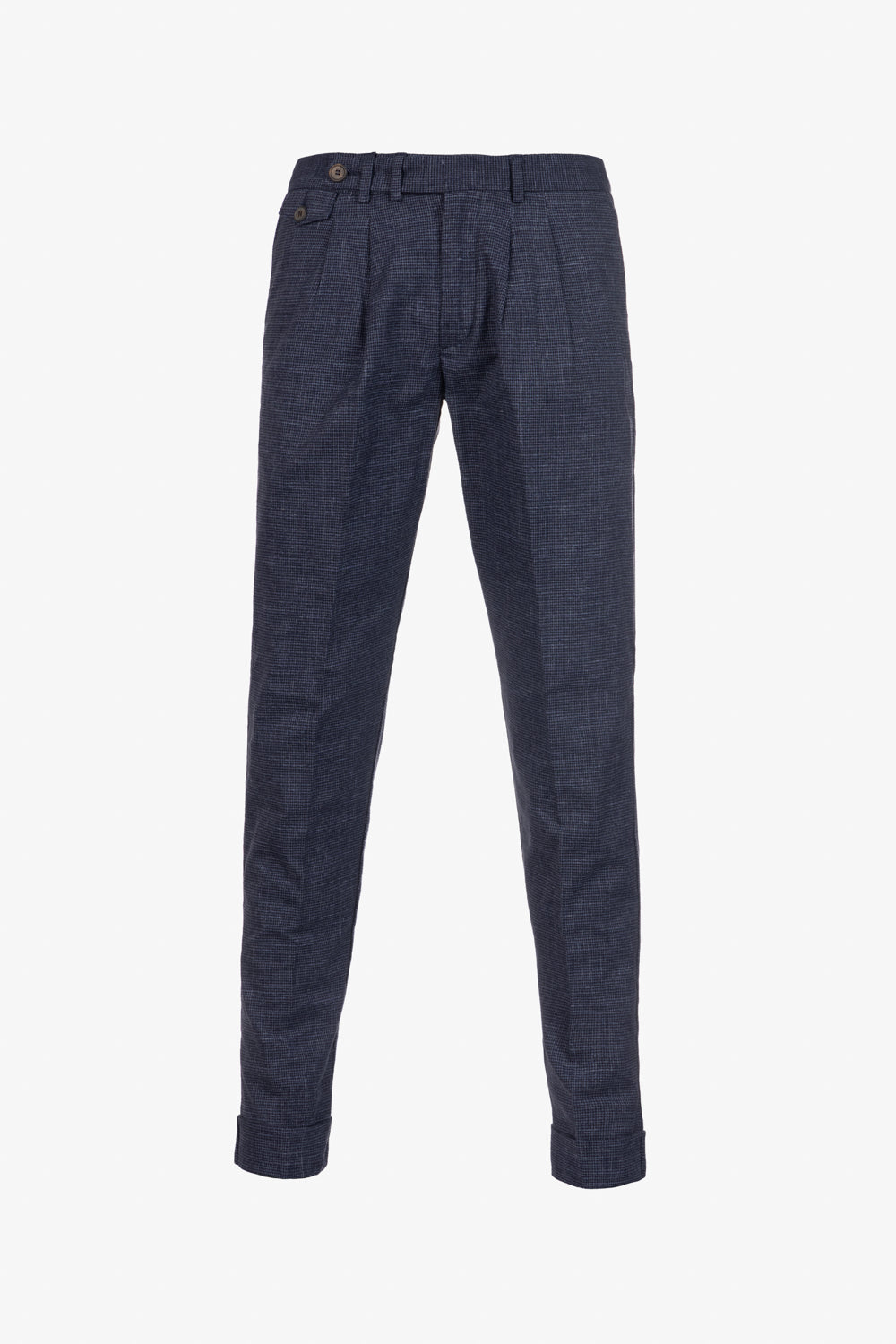 Pantalone Milano in cotone pied de poule blu