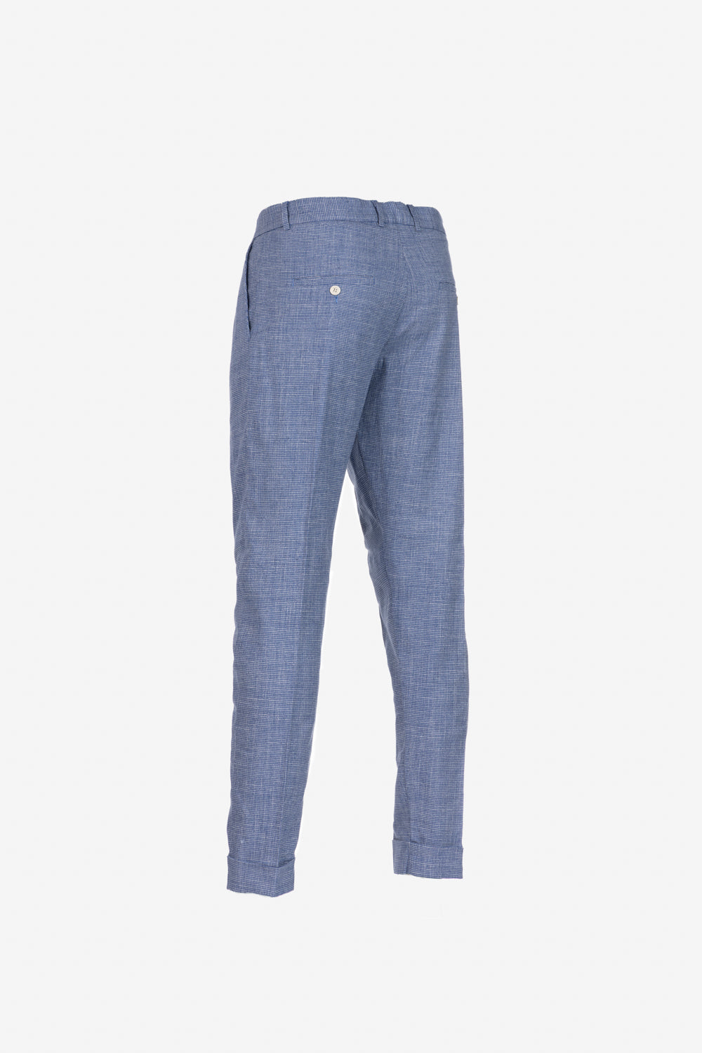 Pantalone Milano in cotone pied de poule azzurro