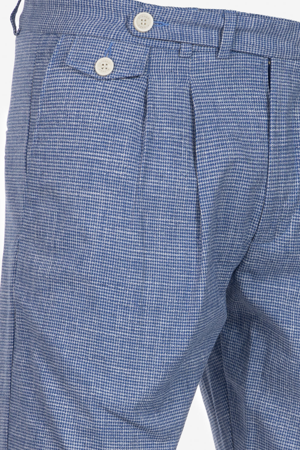 Pantalone Milano in cotone pied de poule azzurro