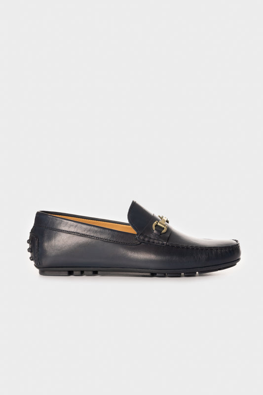 Mocassino Crust con morsetto in pelle blu