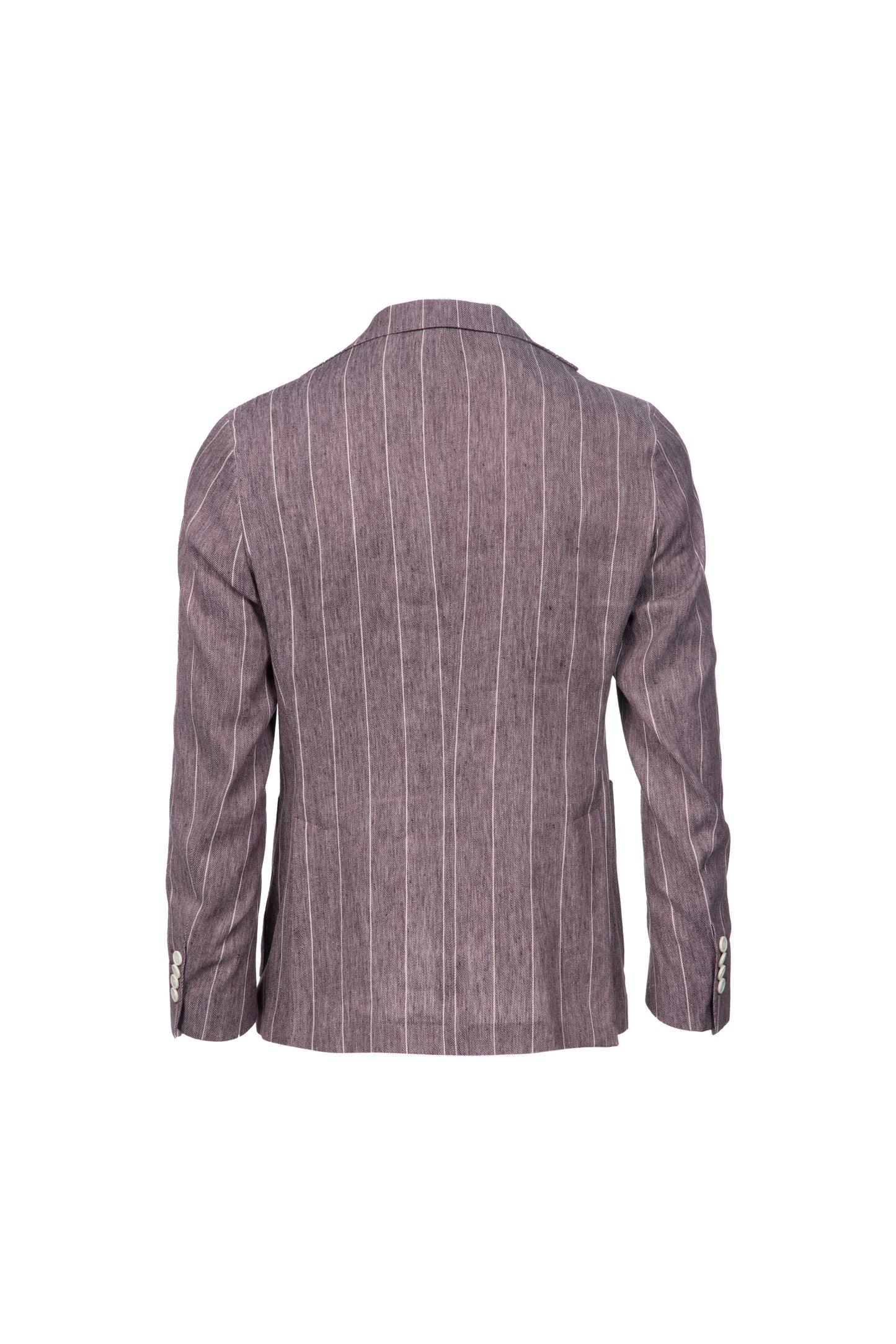 Giacca Napoli monopetto in lino e cotone gessato bordeaux
