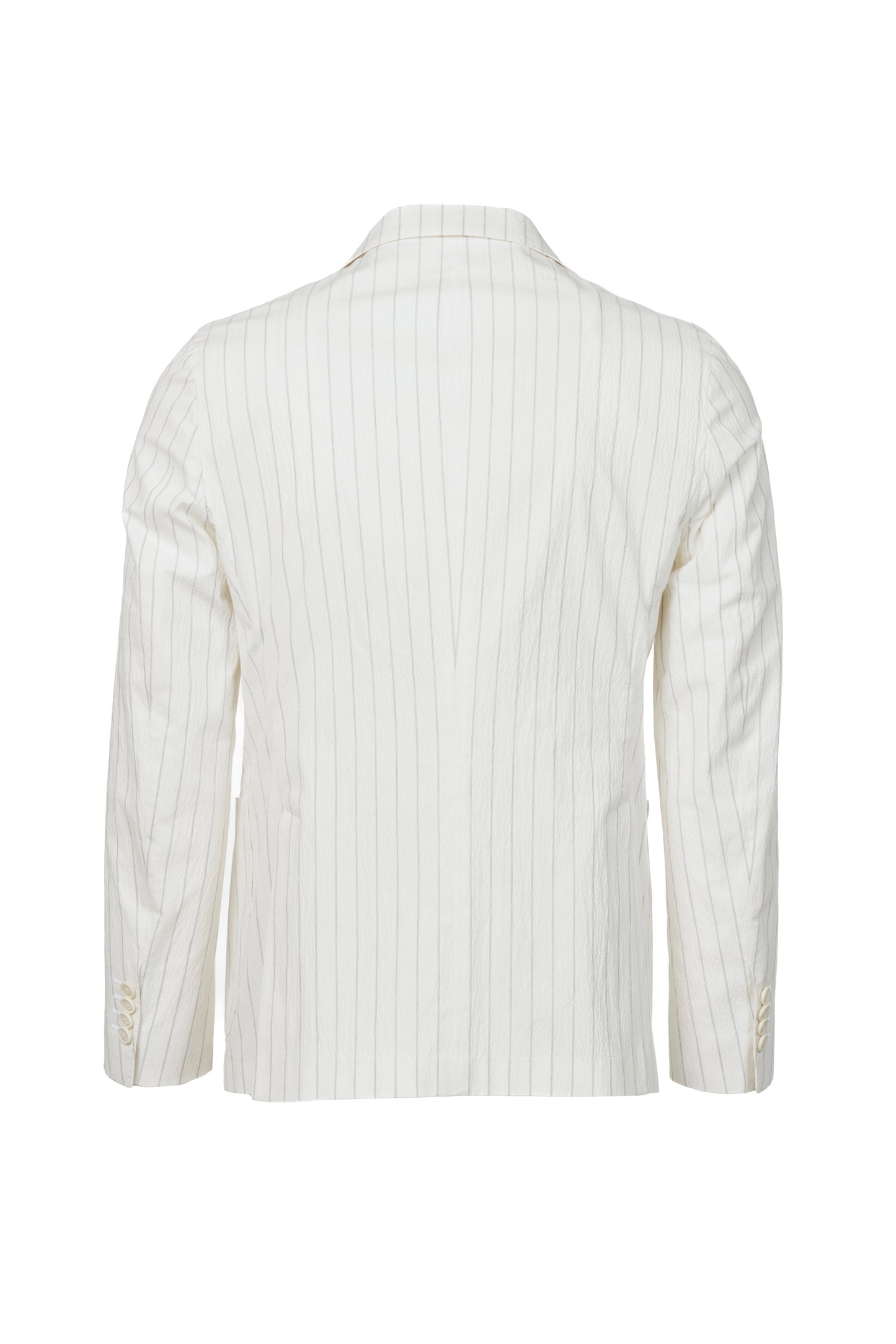 Giacca Napoli monopetto in cotone goffrato gessato bianco