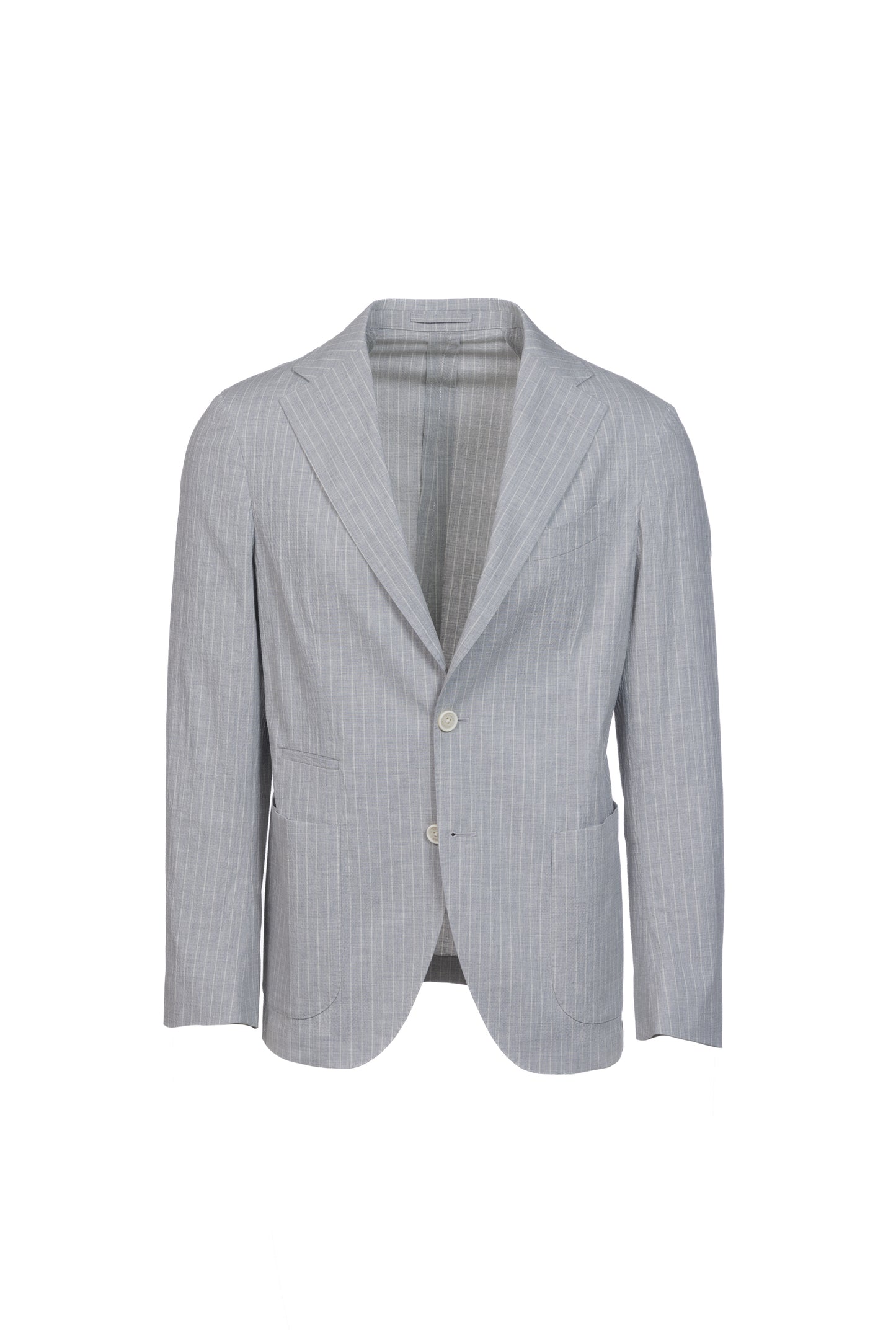 Giacca Napoli monopetto in cotone goffrato gessato grigio chiaro