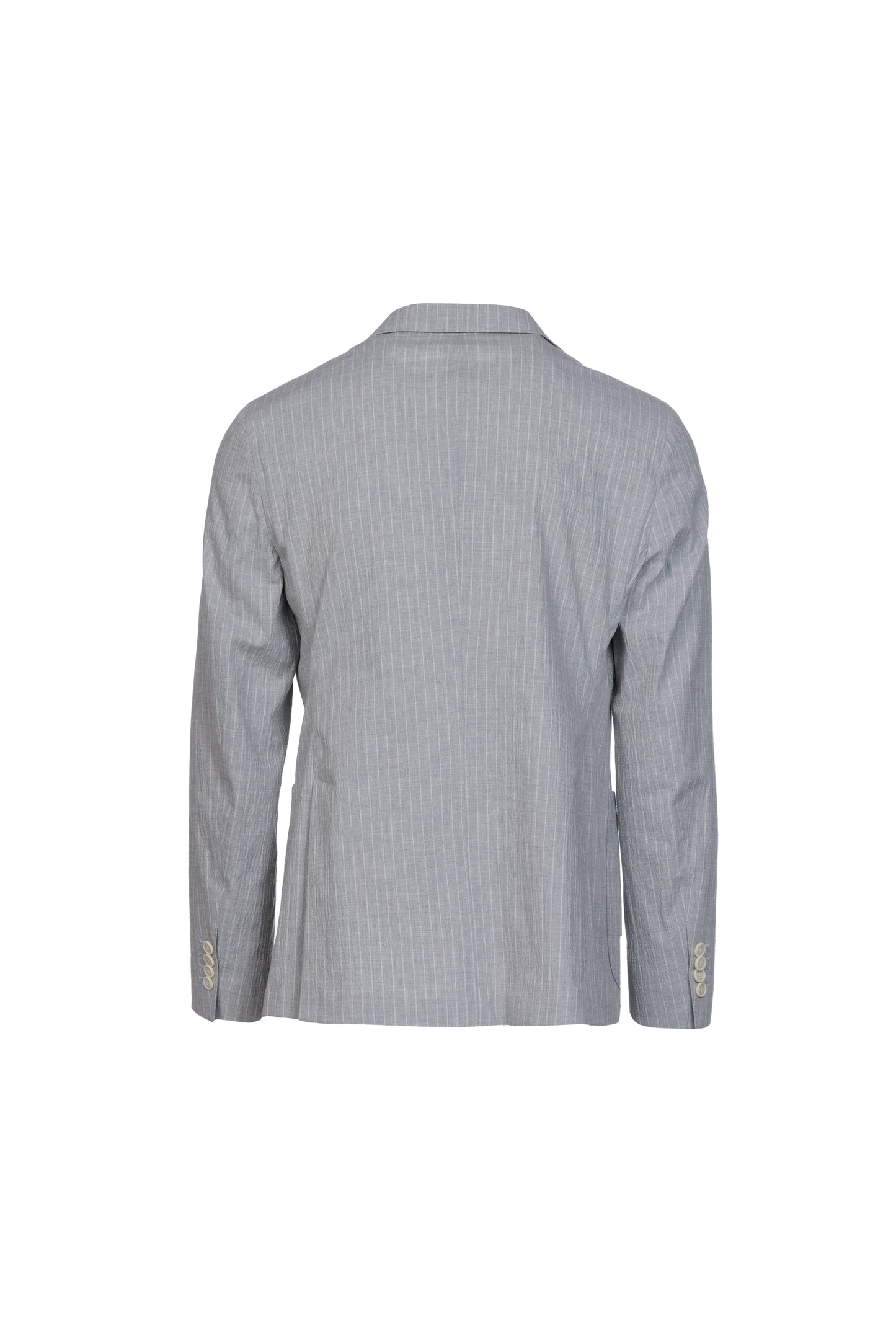 Giacca Napoli monopetto in cotone goffrato gessato grigio chiaro