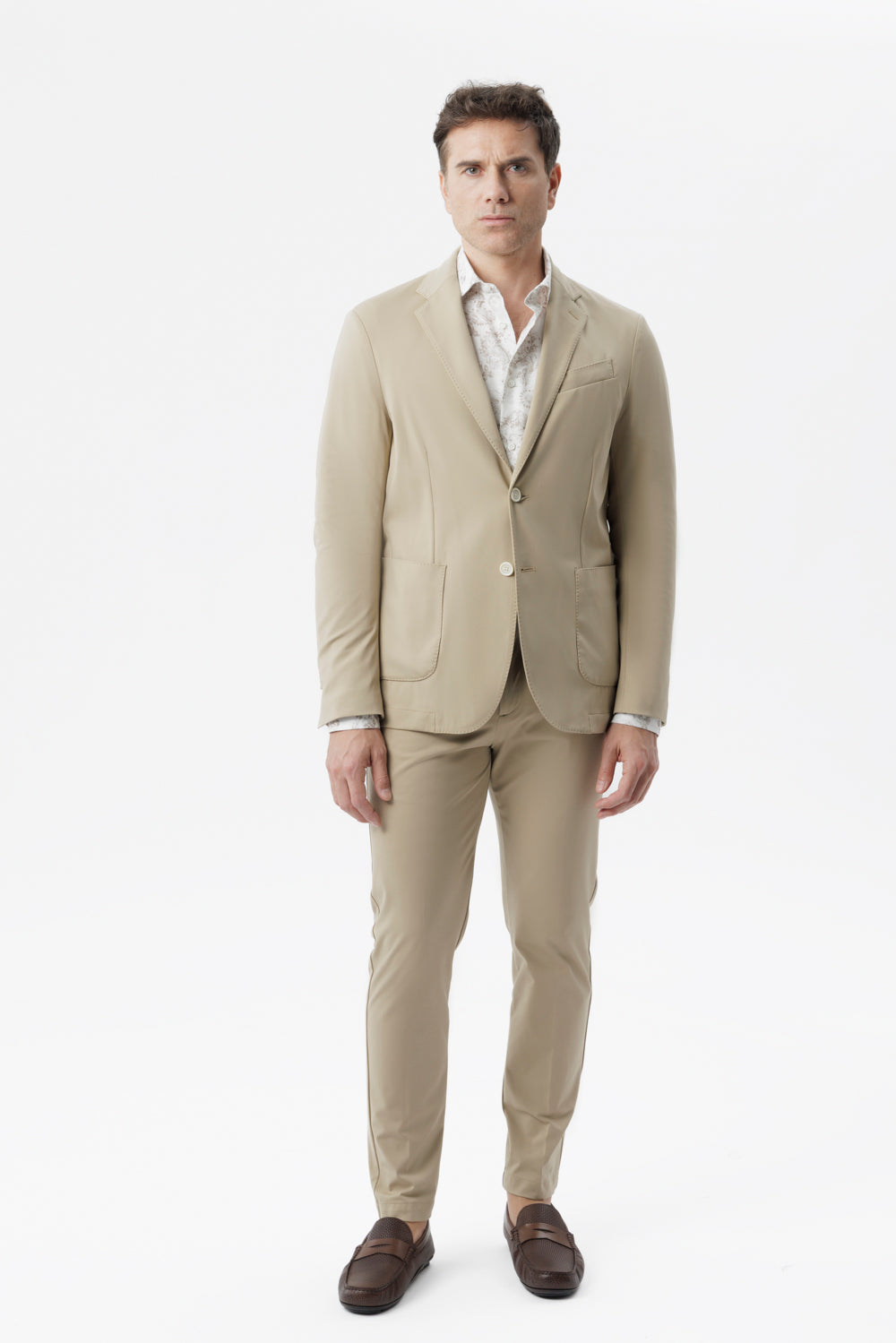 Giacca Napoli travel destrutturata in tessuto idrorepellente beige