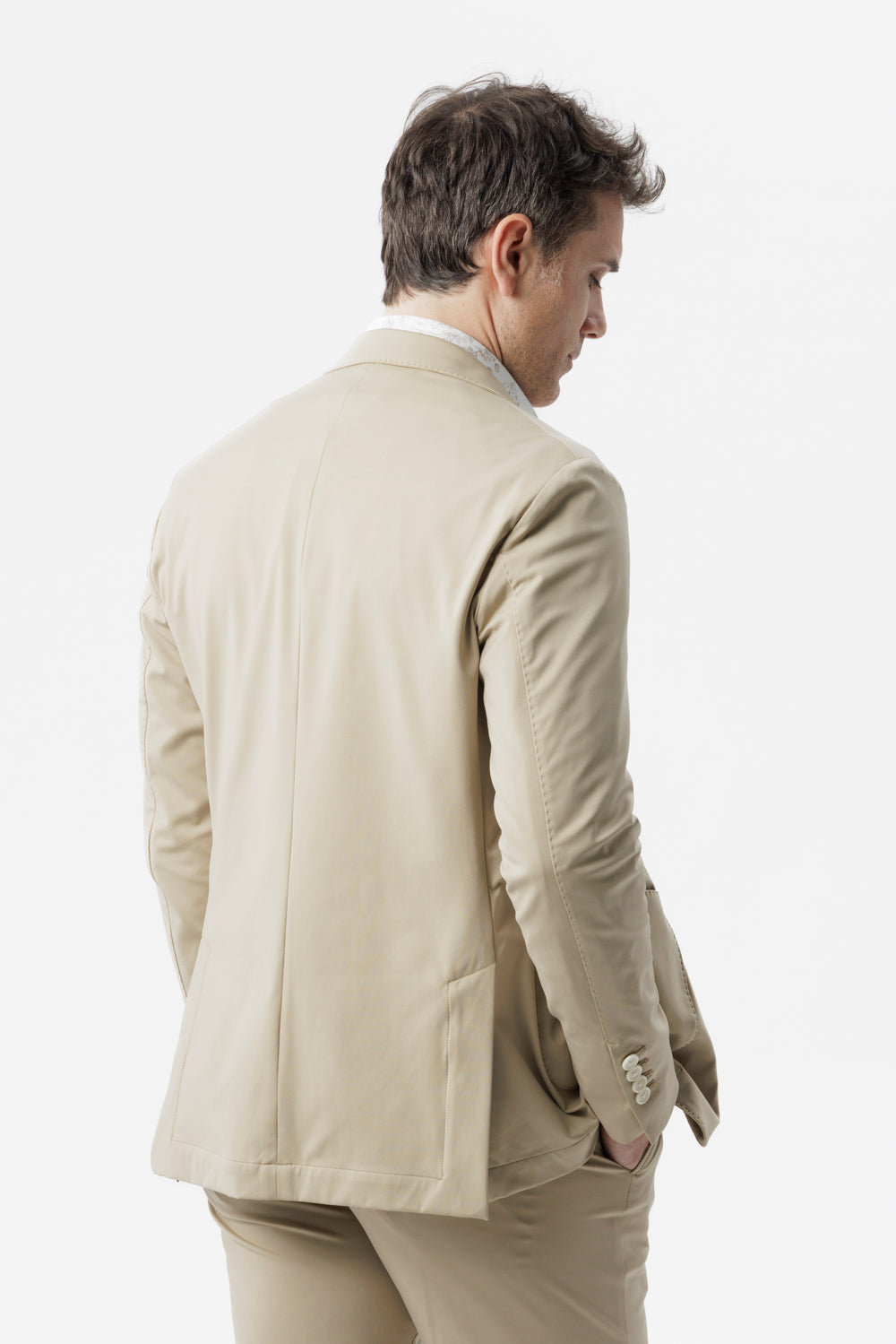 Giacca Napoli travel destrutturata in tessuto idrorepellente beige
