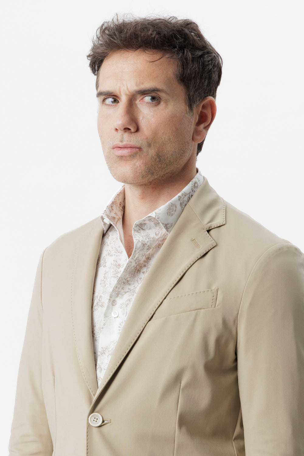 Giacca Napoli travel destrutturata in tessuto idrorepellente beige