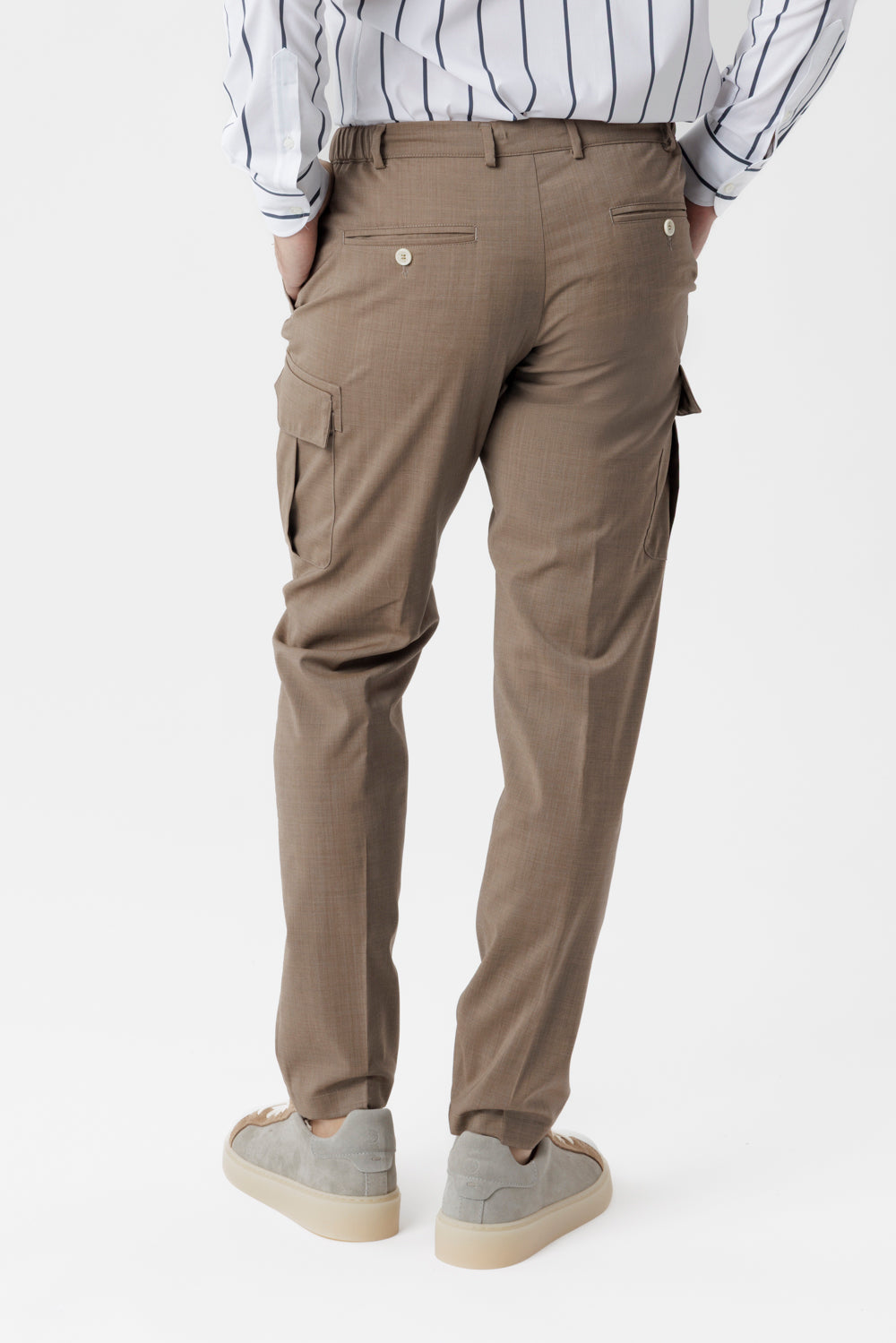 Pantalone Cargo in lana vergine tabacco