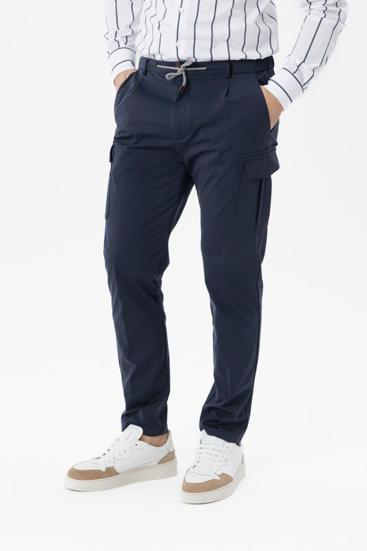 Pantalone Cargo in lana vergine blu