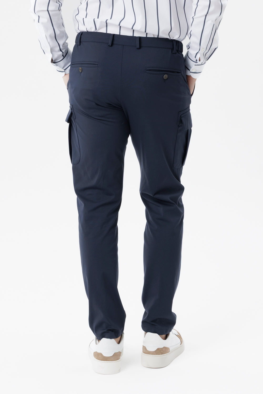 Pantalone Cargo in lana vergine blu