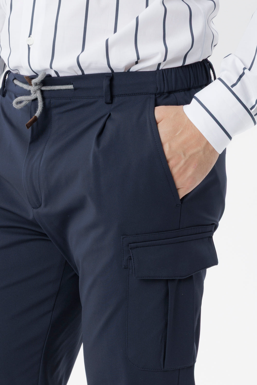 Pantalone Cargo in lana vergine blu