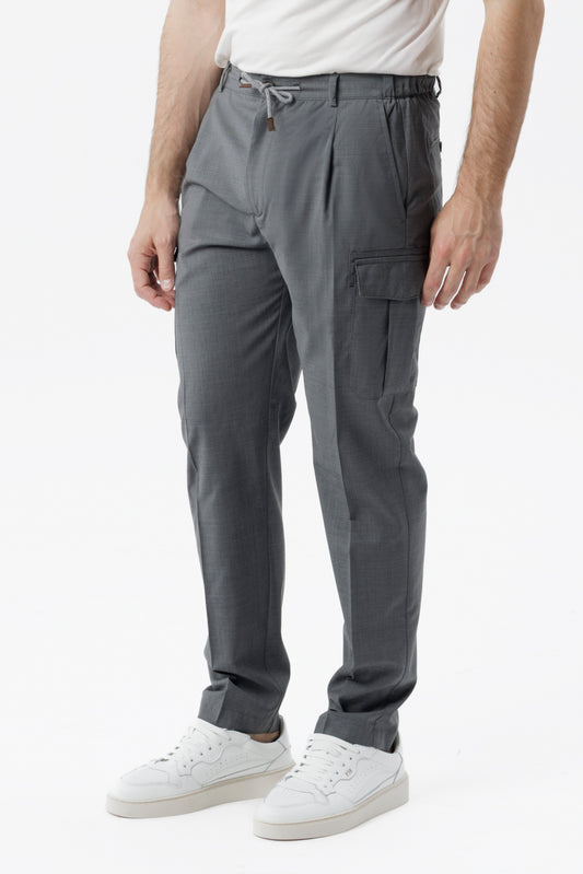 Pantalone Cargo in lana vergine grigio medio