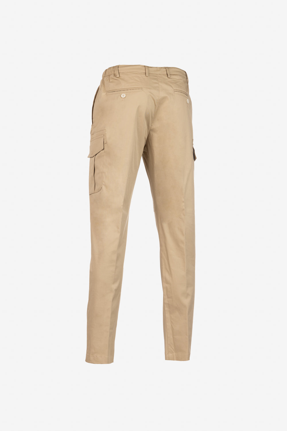 Pantalone cargo in cotone con coulisse beige