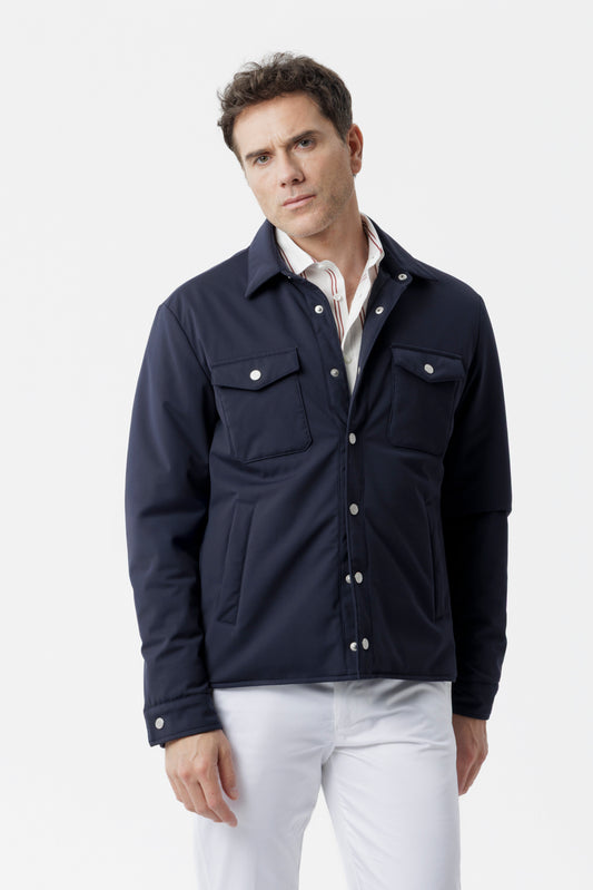 Overshirt travel in tessuto idrorepellente blu