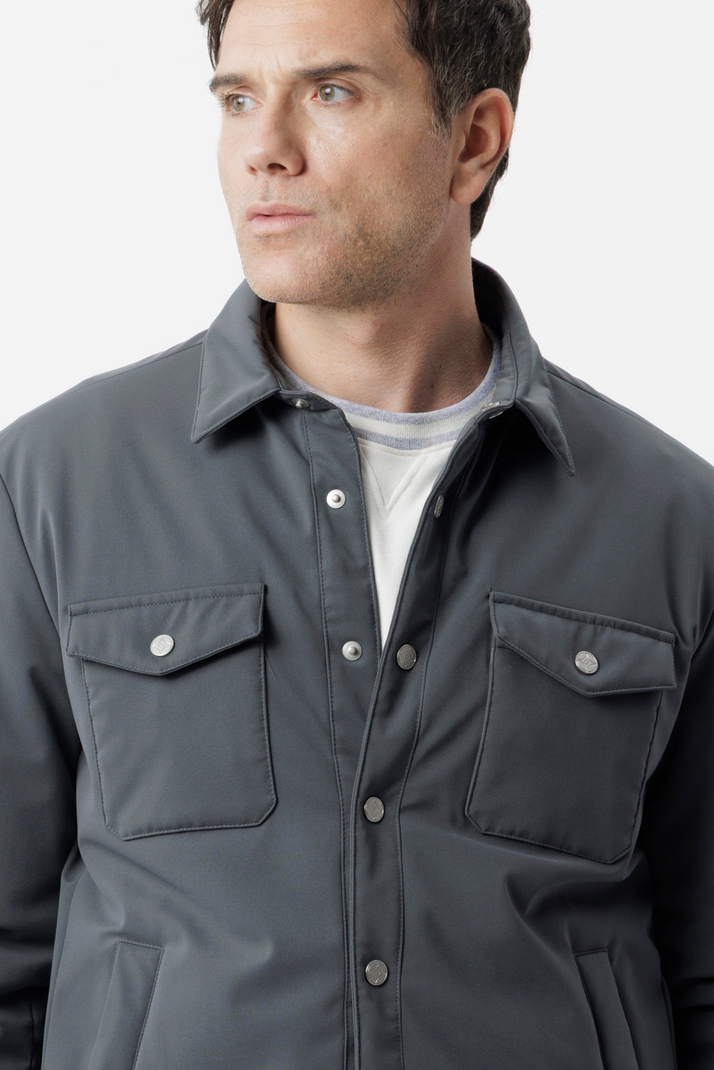 Overshirt travel in tessuto idrorepellente grigio