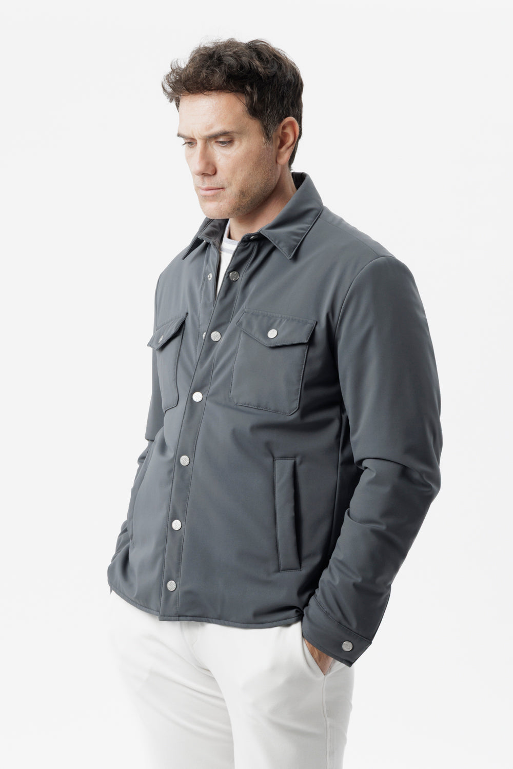 Overshirt travel in tessuto idrorepellente grigio