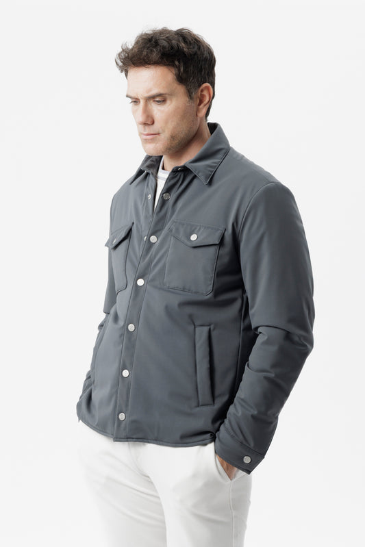 Overshirt travel in tessuto idrorepellente grigio