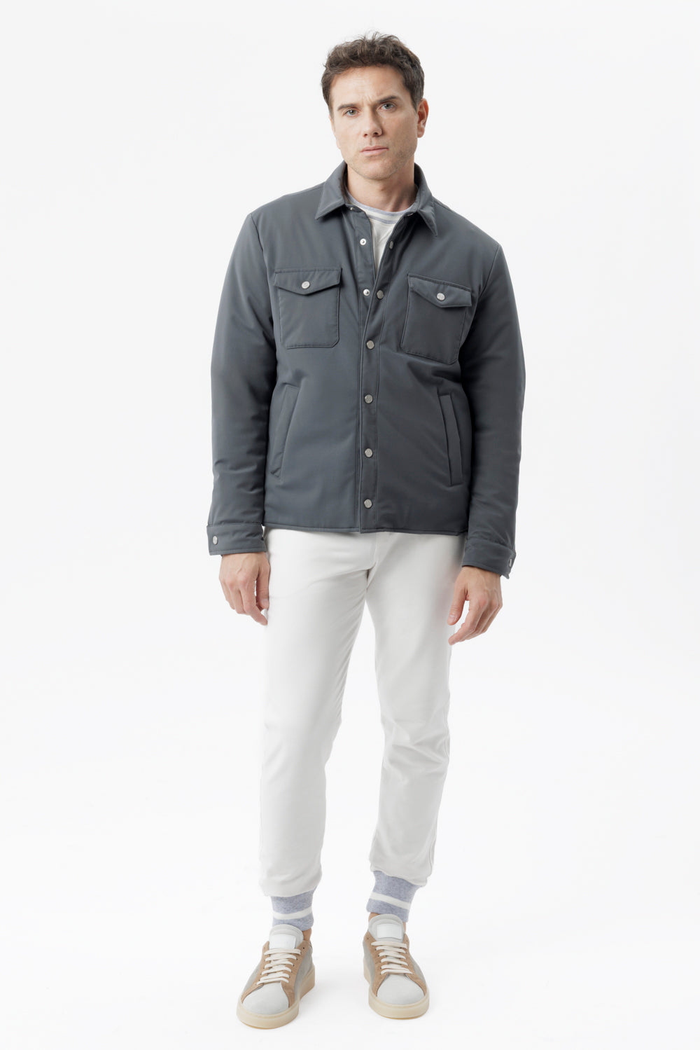 Overshirt travel in tessuto idrorepellente grigio