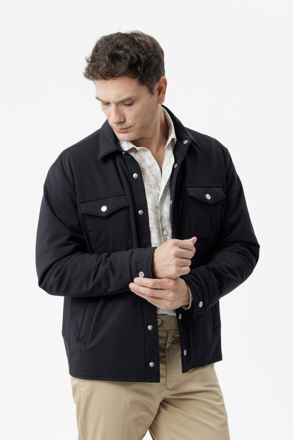 Overshirt Oleandro in tessuto idrorepellente nero
