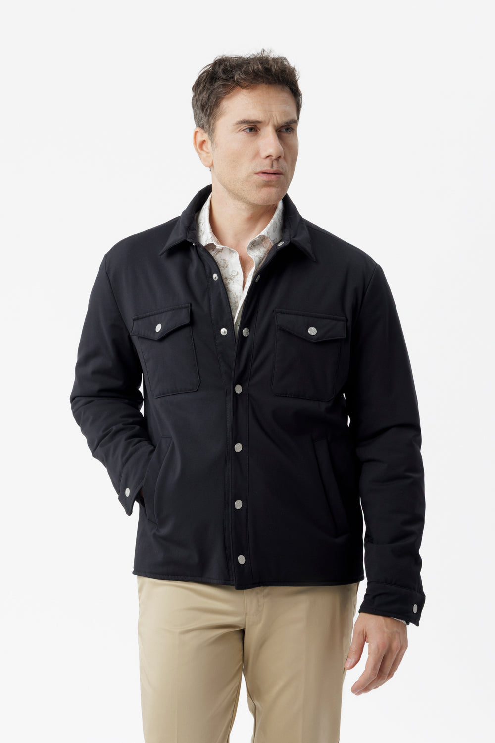 Overshirt Oleandro in tessuto idrorepellente nero