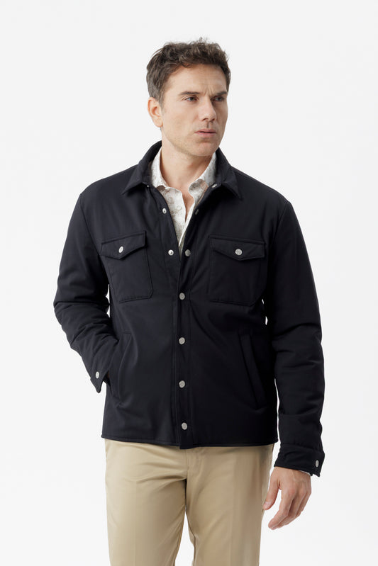 Overshirt travel in tessuto idrorepellente nero