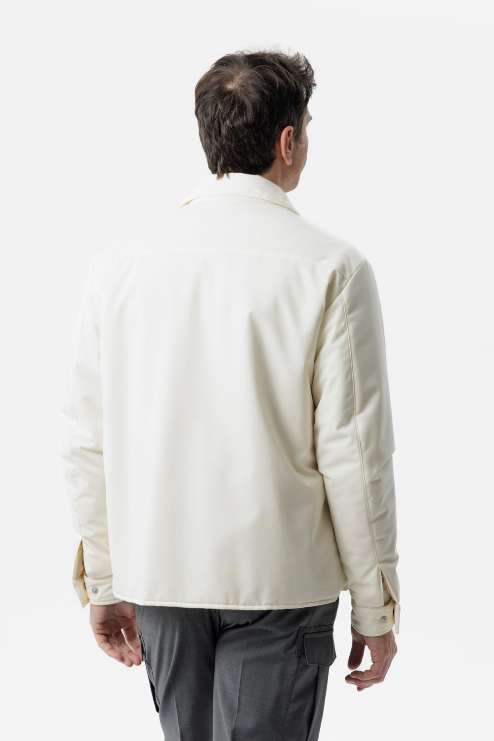 Overshirt travel in tessuto idrorepellente panna