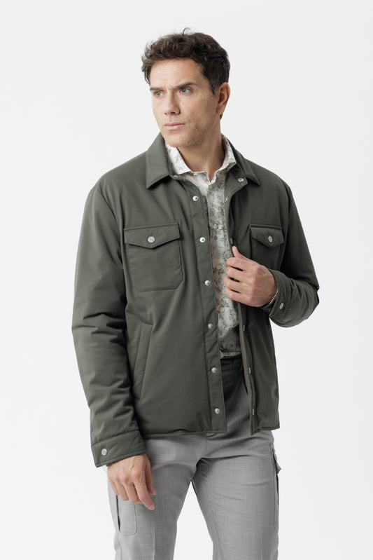 Overshirt travel in tessuto idrorepellente verde militare