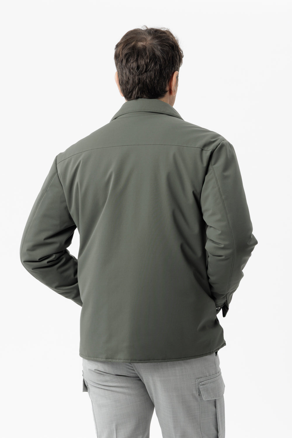 Overshirt travel in tessuto idrorepellente verde militare