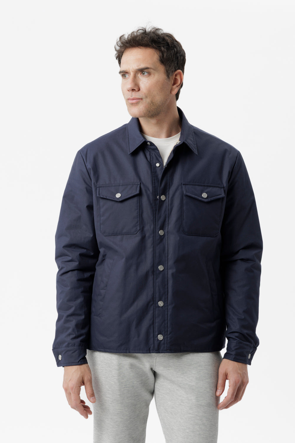 Overshirt in cotone techno blu