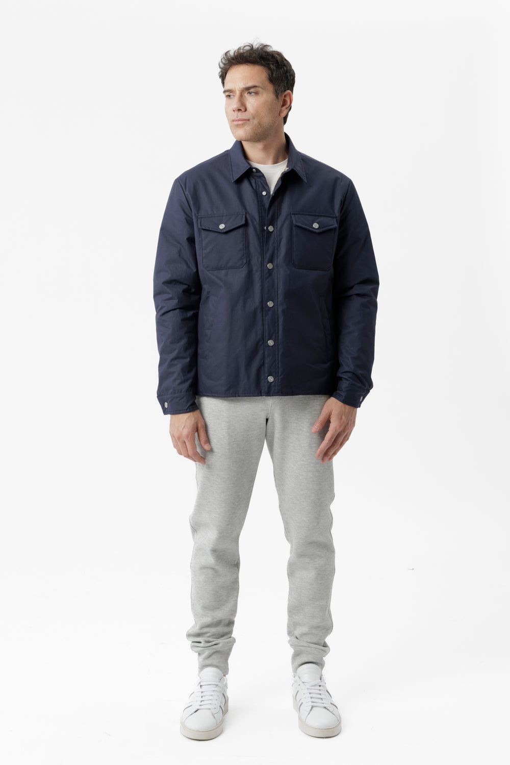 Overshirt in cotone techno blu